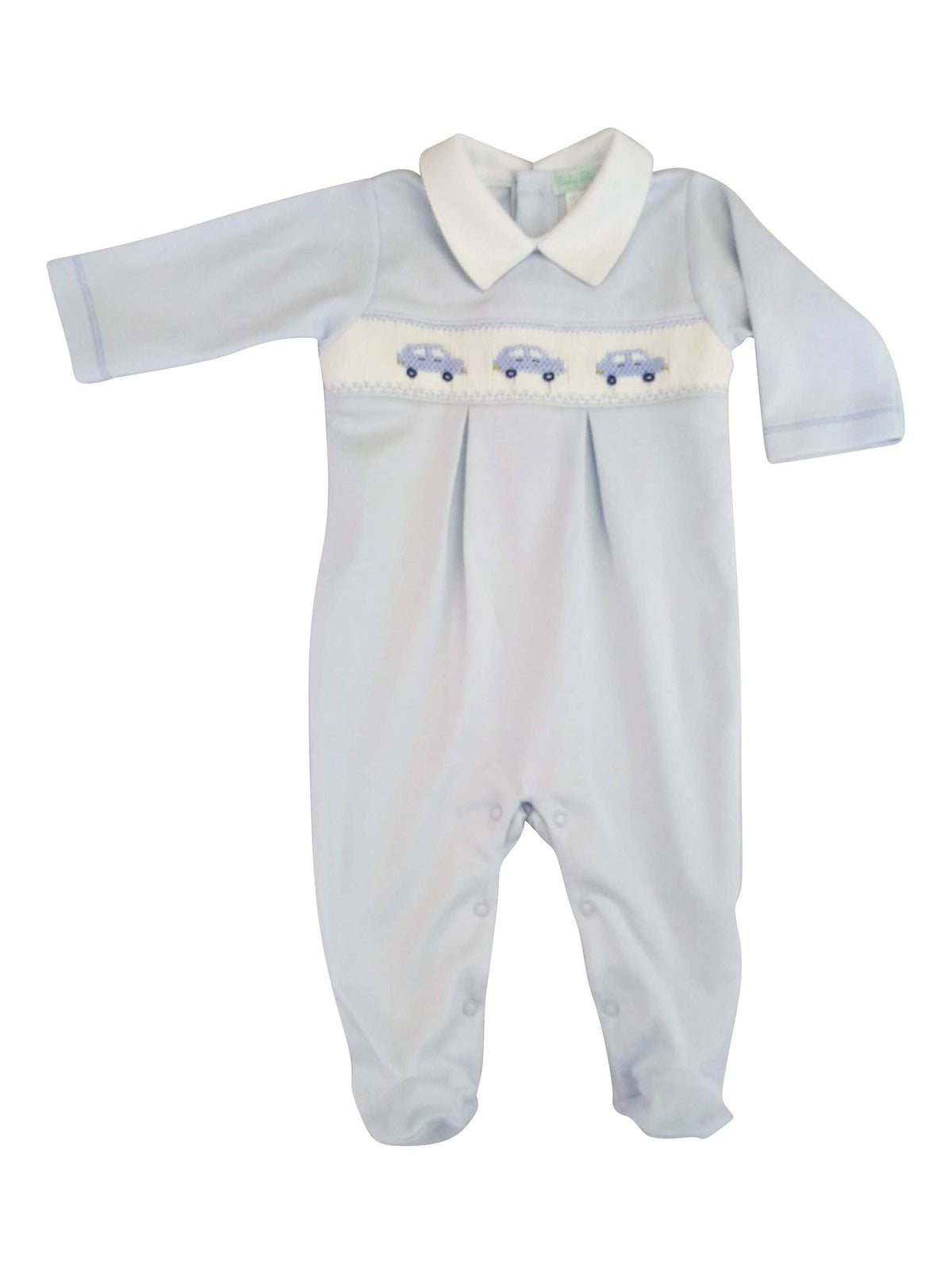 Baby Boy's Smocked Blue Cars Footie: NB