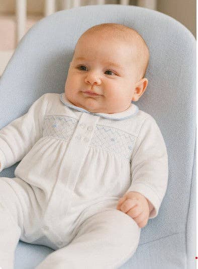 Baby Boy's "Celine and Tom" Hand Smocked Footie: NB