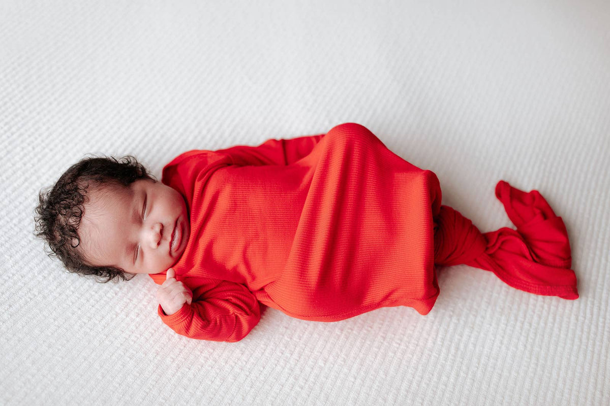 Ribbed Red Knotted Gown