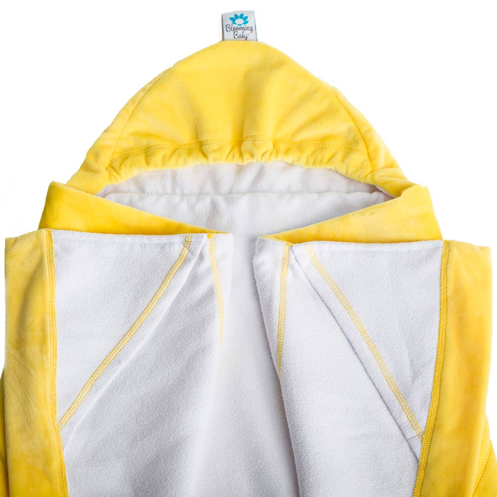 Blooming Bath Flower Hooded Towel: Yellow