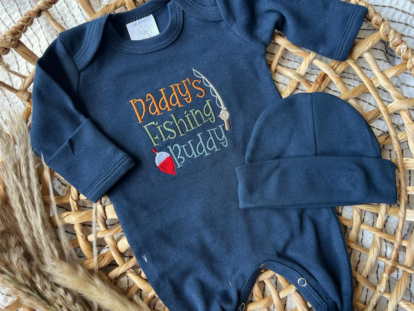 Daddy's Fishing Buddy: Newborn / Romper and Beanie