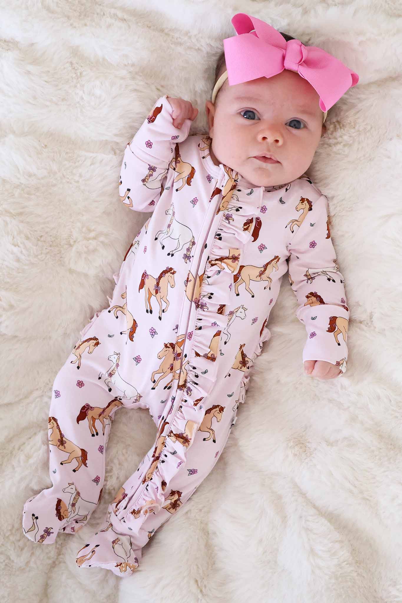 Pony Club Pink Ruffle Footie