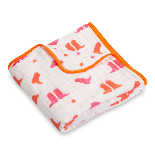Life is Better in Pink Boot Baby Toddler Muslin Quilt