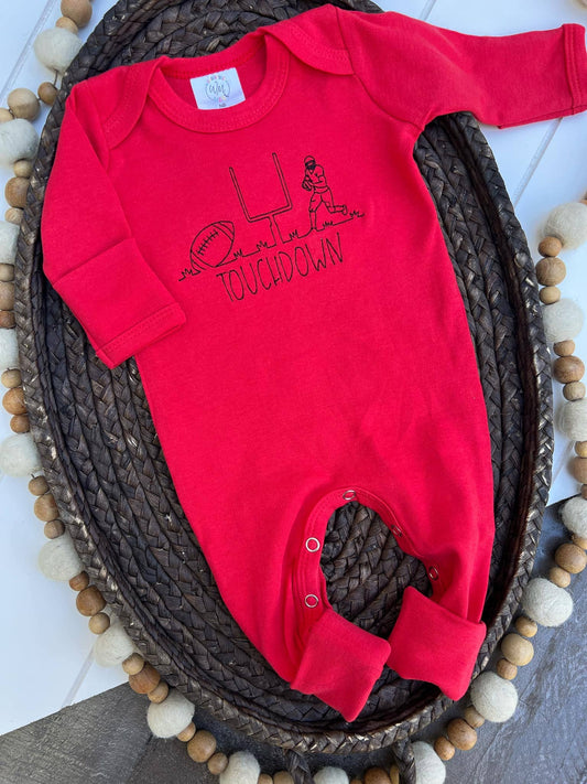Football Baby Outfit - Touchdown Red: Newborn / Romper only