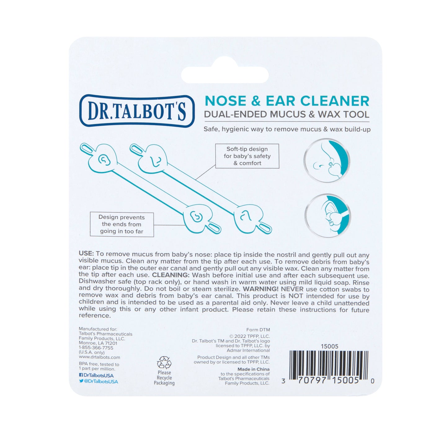 2 Pack Nose and Ear Cleaner with Case: Blue/Aqua