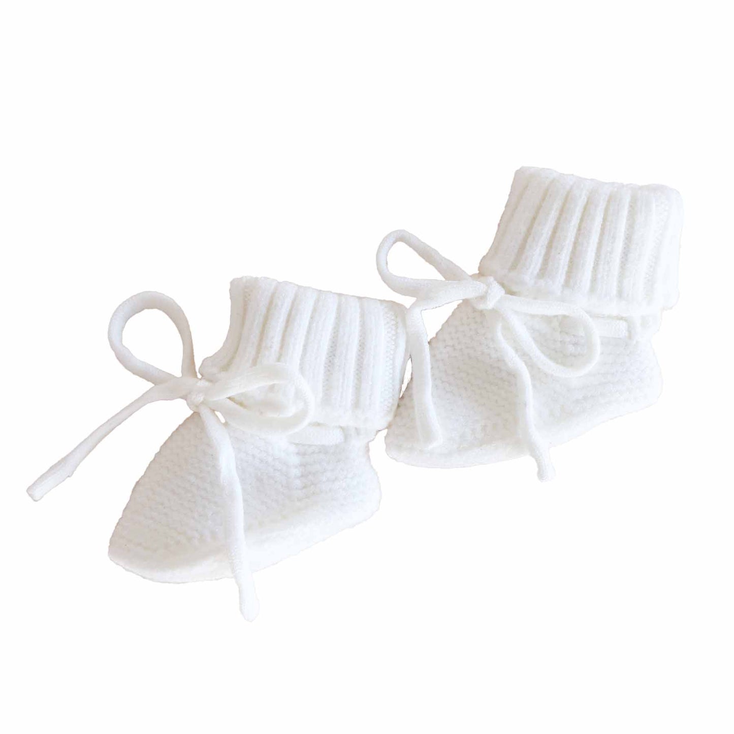 Knit Newborn Bow Booties | Light Ivory