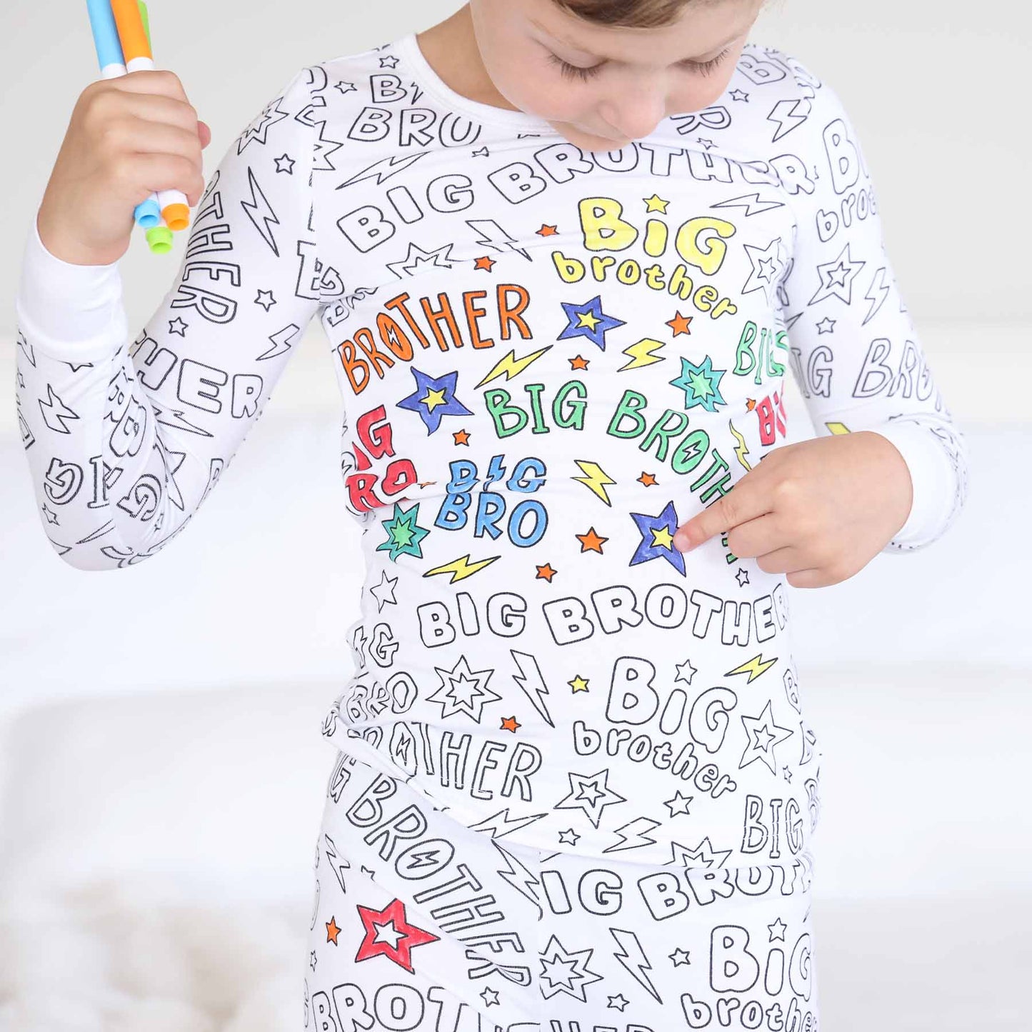 Colorable Two Piece Pajama Set | Big Bro