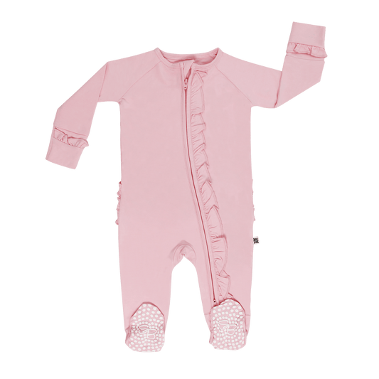 Candy Pink Ruffle Footie: Candy Pink