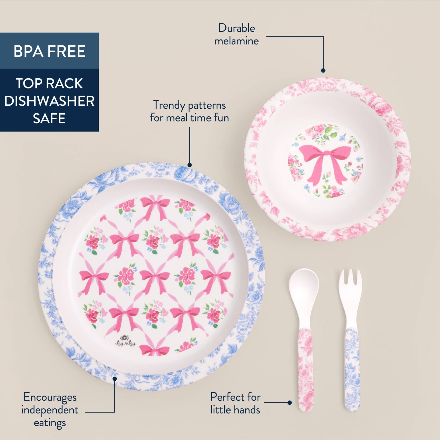 Itzy Bistro™ - 4 piece dining set: Ribbons & Roses