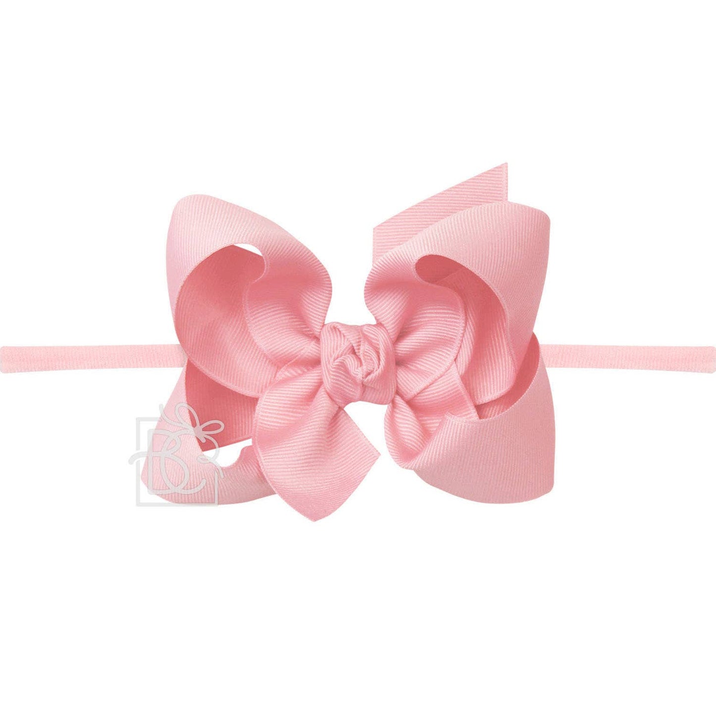 1/4" NYLON PANTYHOSE HEADBAND W/SIGNATURE GROSGRAIN BOW: WHITE / 2" Toddler