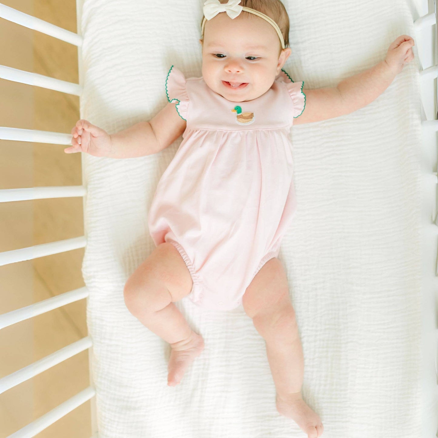 Mini Mallard Embroidered Bubble - Pink: 3 Months