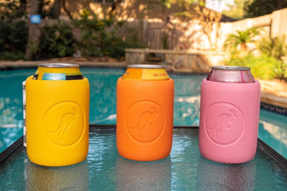 Kangaroozie (for regular cans) - Koozie with Pocket: Yellow Foam/Black Compartment