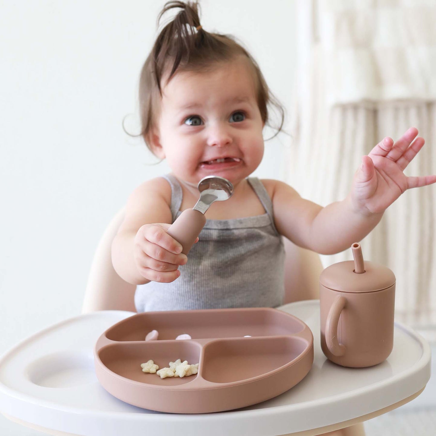 Silicone Silverware Set: Camel | Eggshell