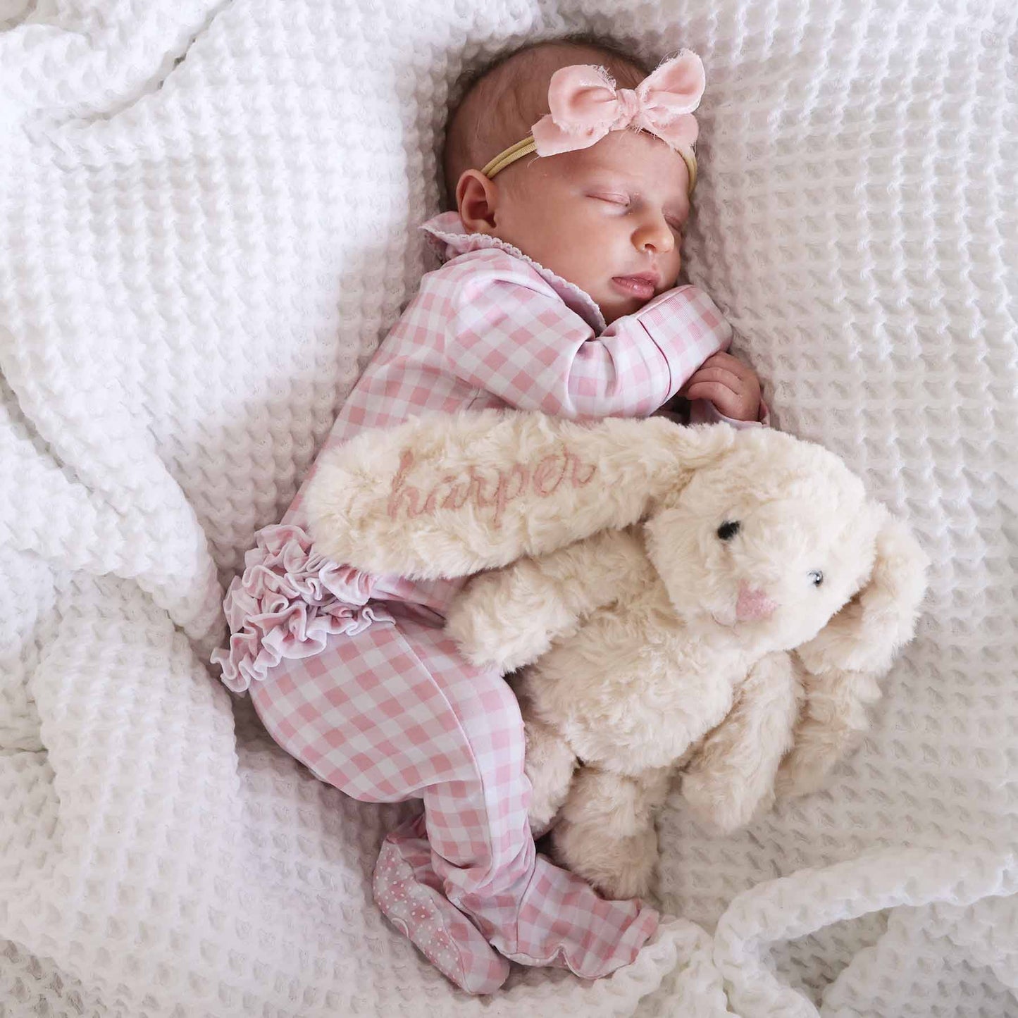 Peter Pan Collar Ruffle Zipper Footie | Rosy Gingham