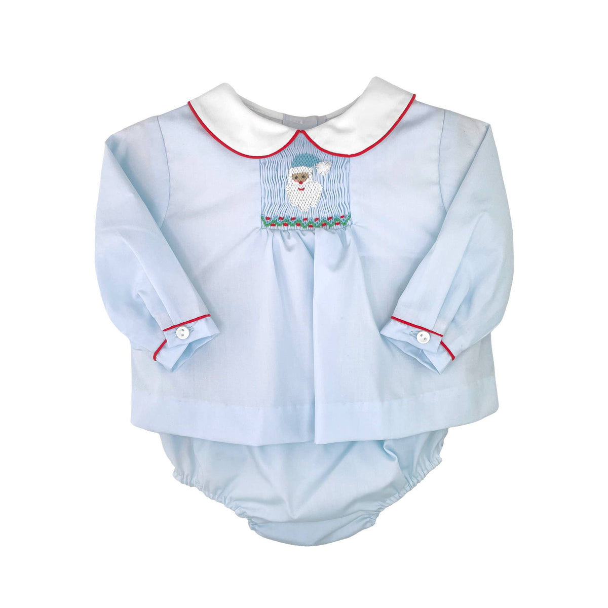 Diaper Set with Hand Picture Smocked Santa