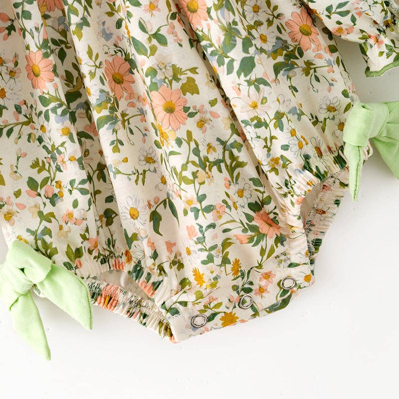 "GOD IS GOOD" Smocked Embroidery Floral Romper