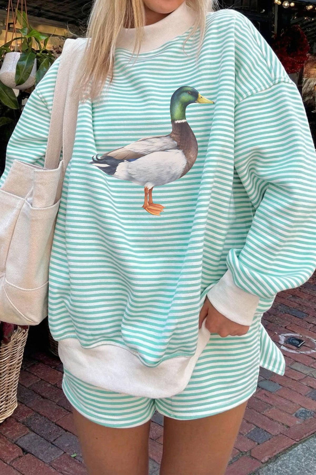 Mallard Duck Mock Neck Sweatshirt Set
