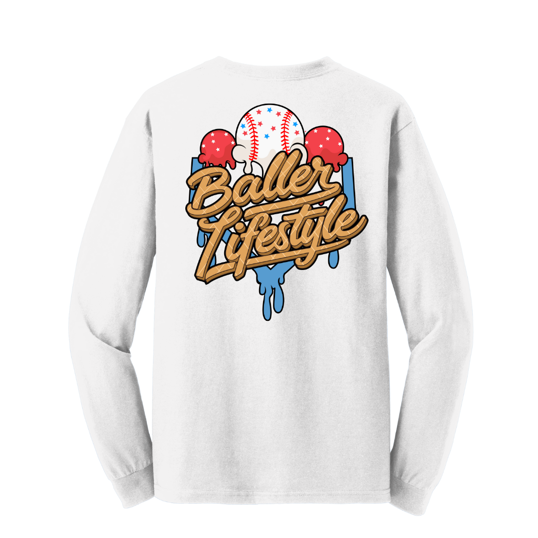 Baseball Youth Long Sleeve Tee: Youth Large