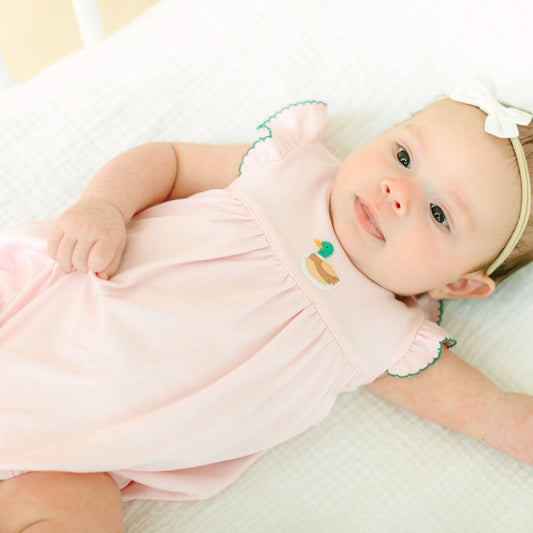 Mini Mallard Embroidered Bubble - Pink: 3 Months