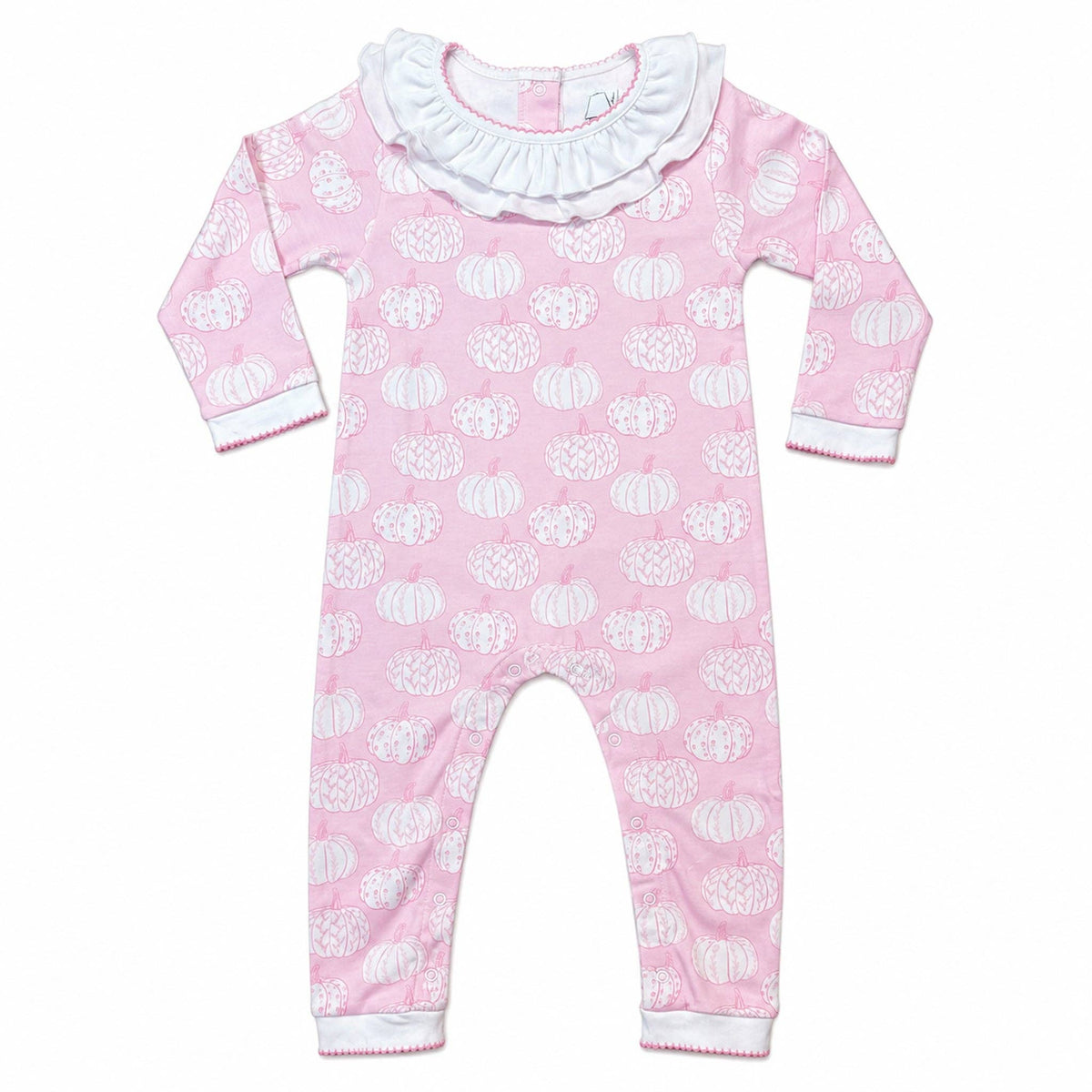 Footless Ruffled Playsuit: Pretty Pink Pumpkins
