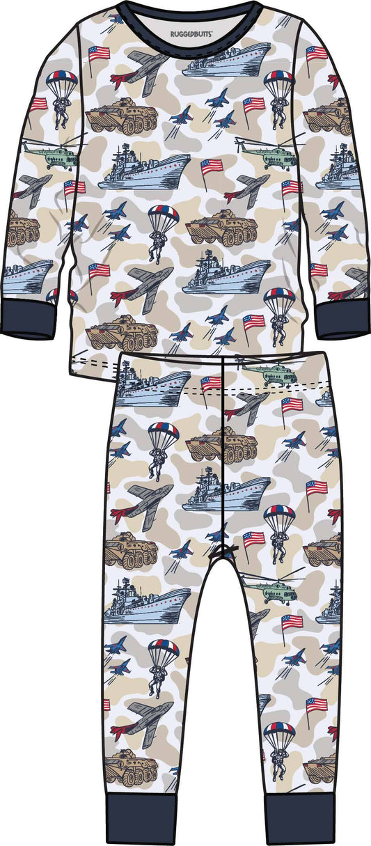 SoftSnooze™ Kids Bamboo Viscose Patriotic Freedom Camo Long Sleeve Pajama Set