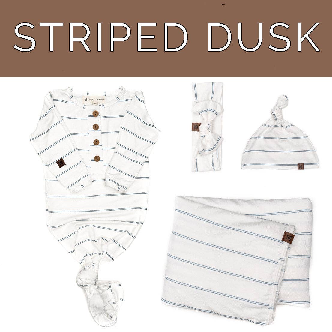 Newborn Essentials Bundle: Knotted Hat / Striped Onyx / 0-3 MONTHS