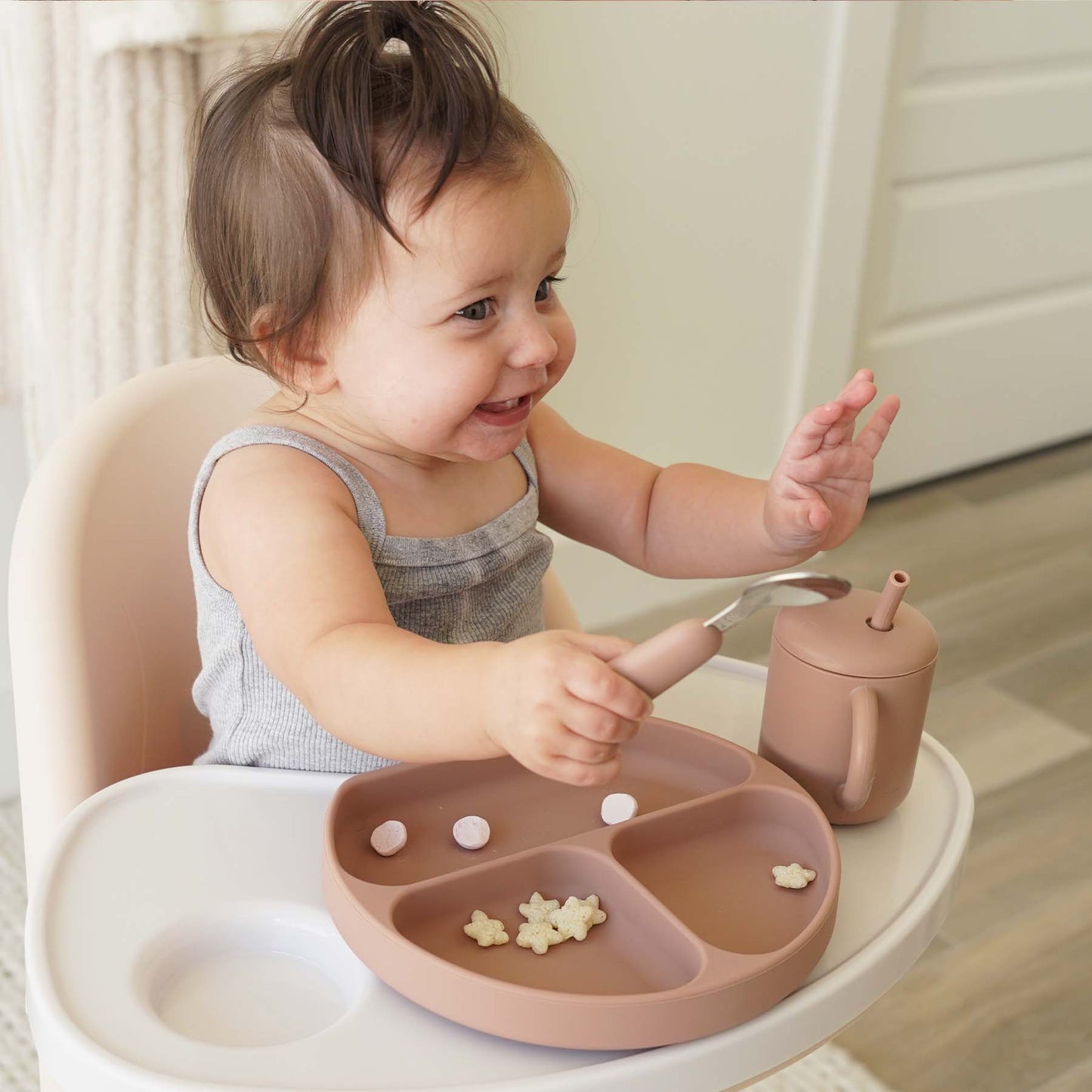 Silicone Silverware Set: Camel | Eggshell