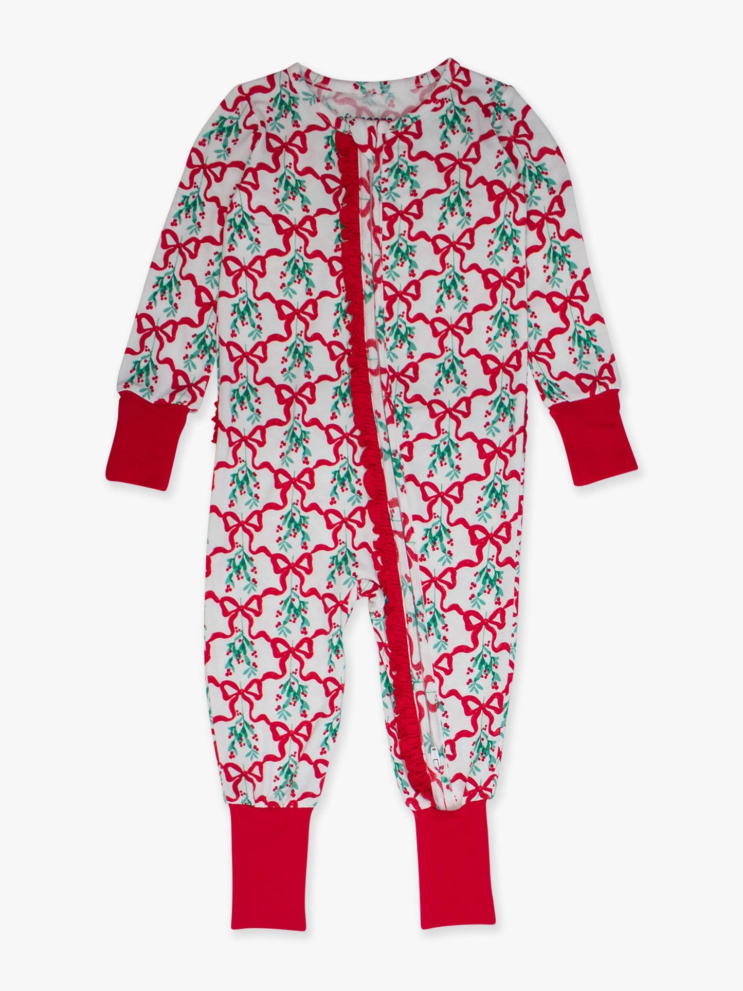 Baby Girls Carol of the Bows Bamboo Viscose Convertible Ruffle One Piece Footie Pajama