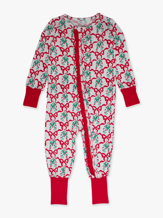 Baby Girls Carol of the Bows Bamboo Viscose Convertible Ruffle One Piece Footie Pajama