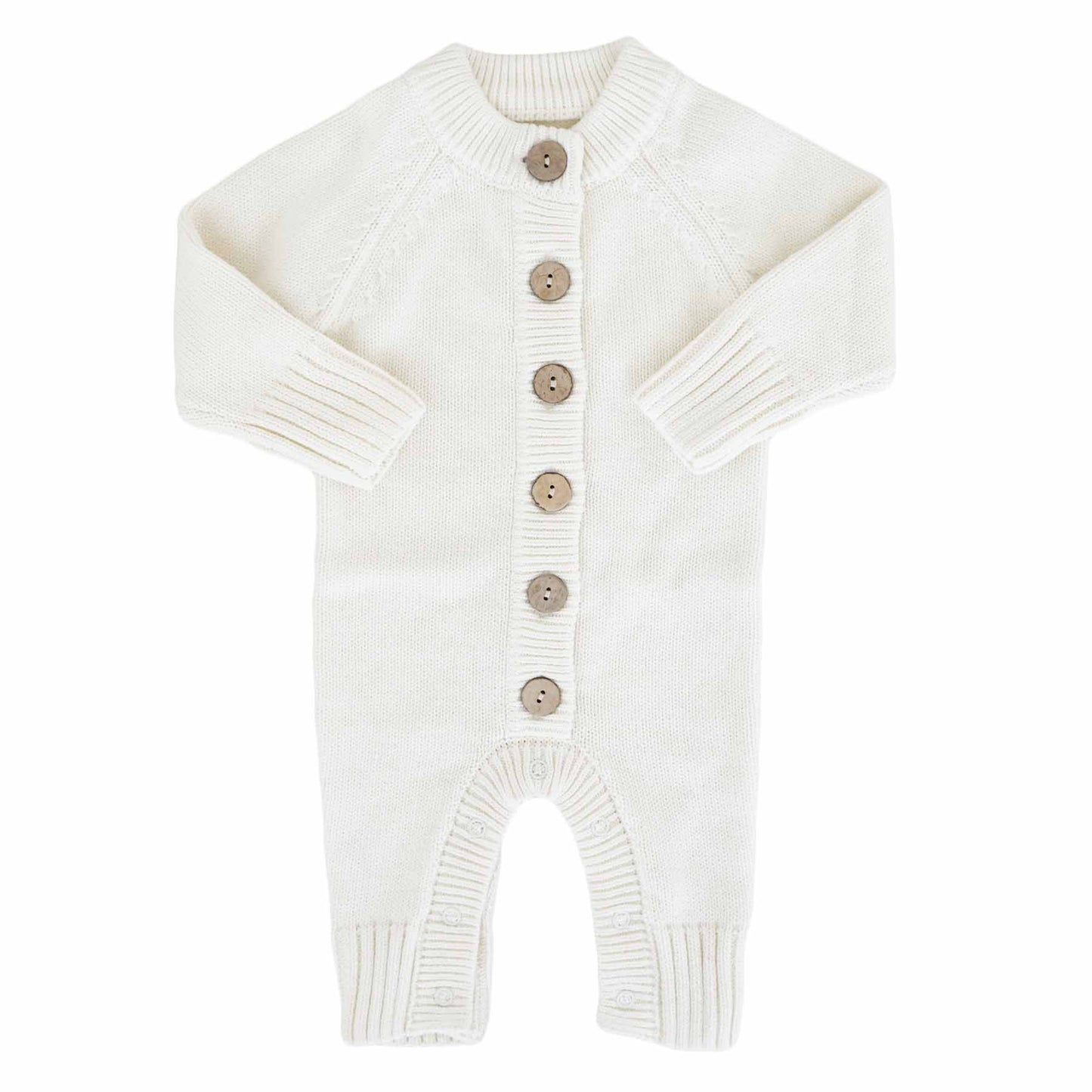 Knit Sweater Button Romper | Ivory: NB