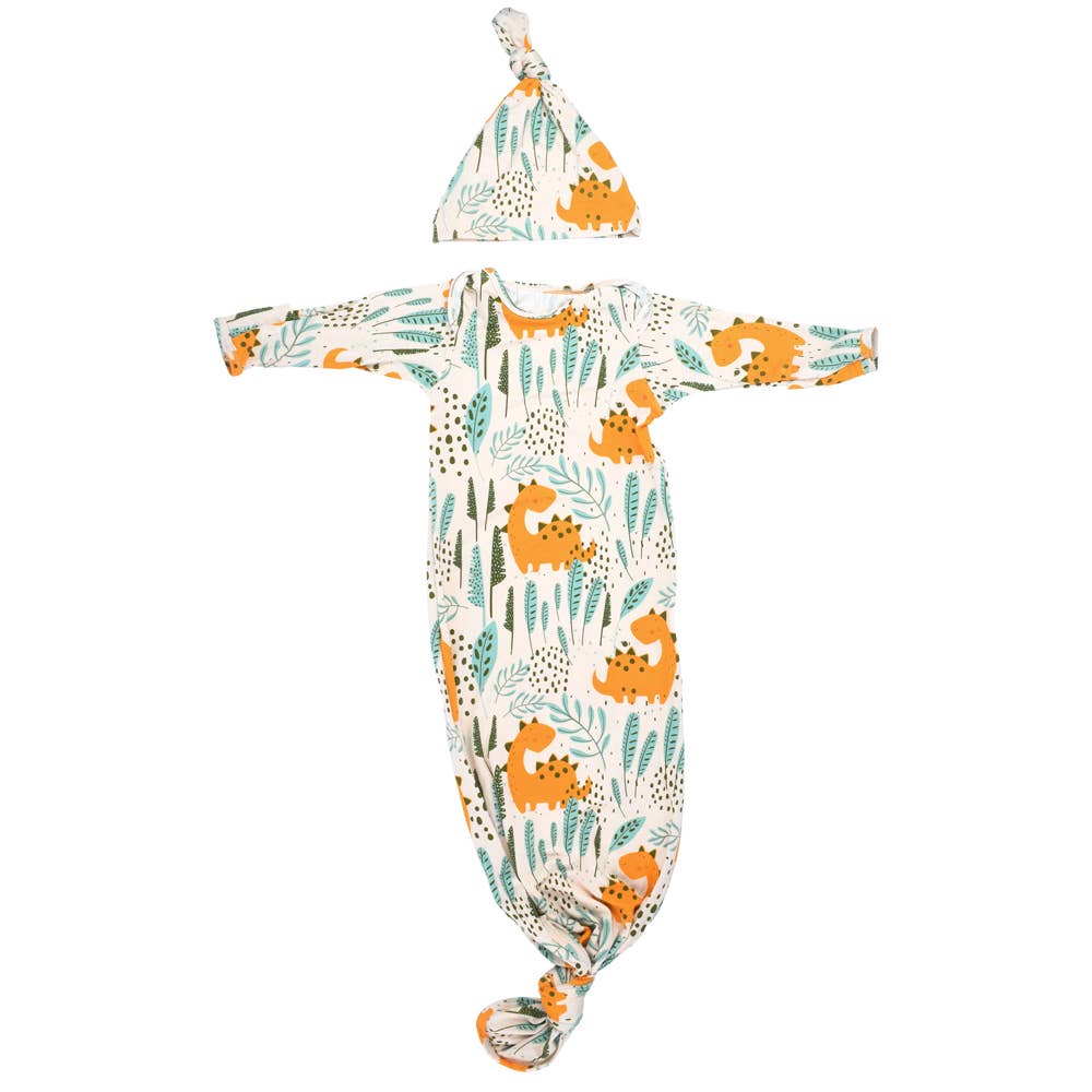 Dinosaur Knotted Gown: Gown & Hat