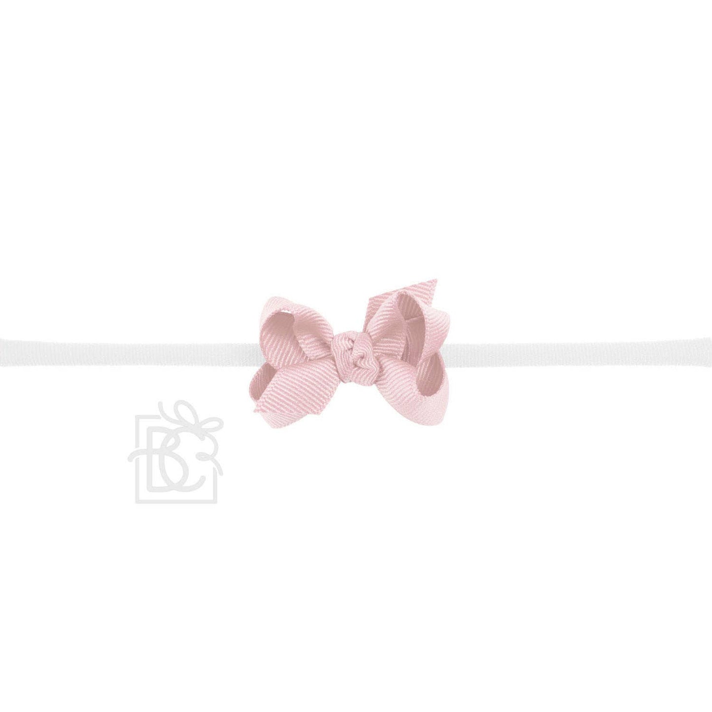 1/4" NYLON PANTYHOSE HEADBAND W/SIGNATURE GROSGRAIN BOW: L. PINK / 3.5" Medium