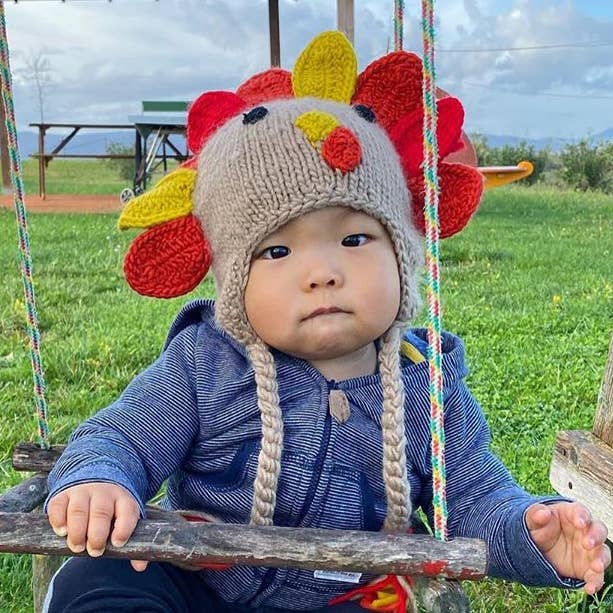 Turkey Earflap Beanie Hat Baby & Kids: 0-6M
