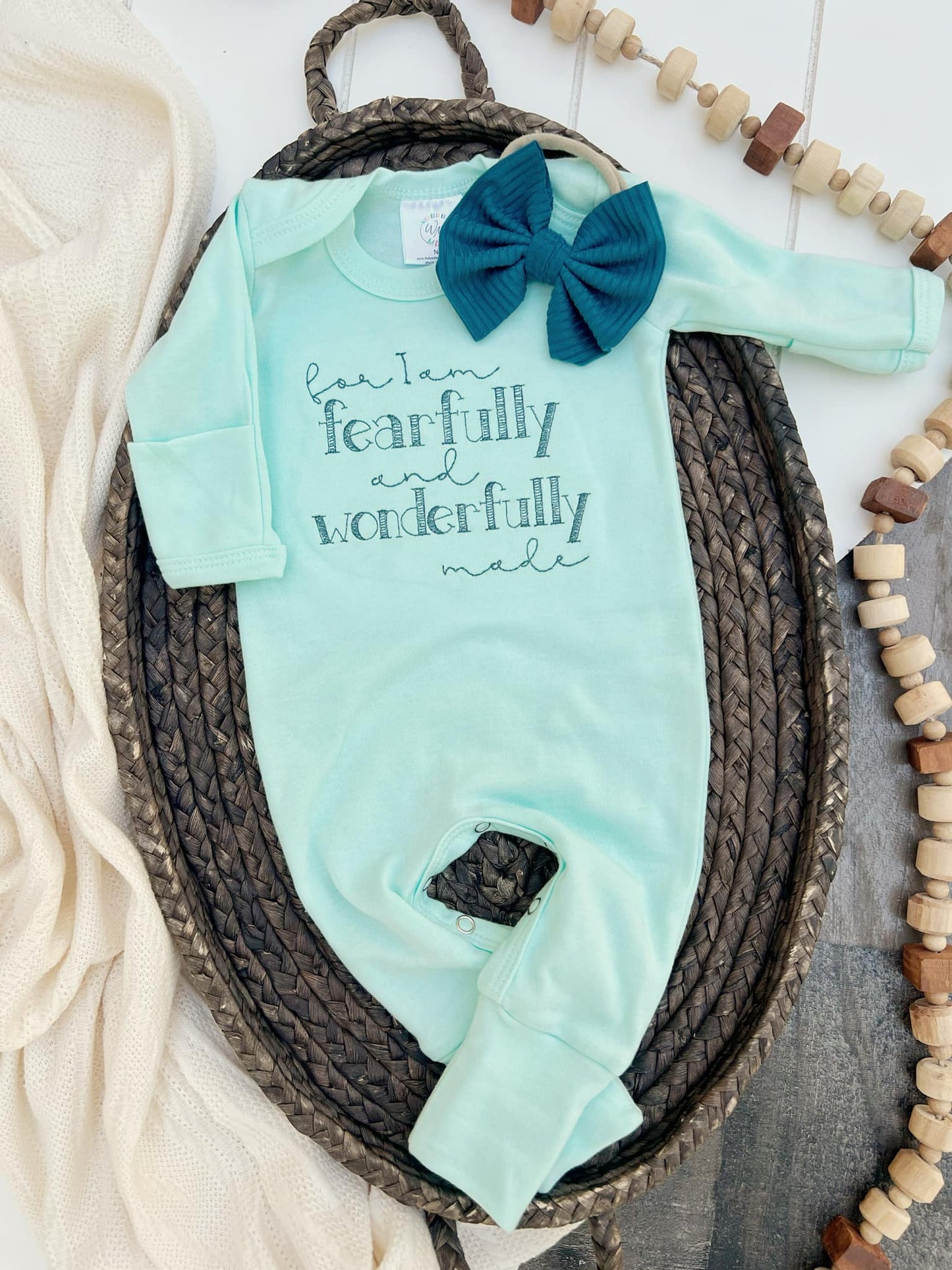 Wonderfully Made - Mint: Newborn / Romper Only