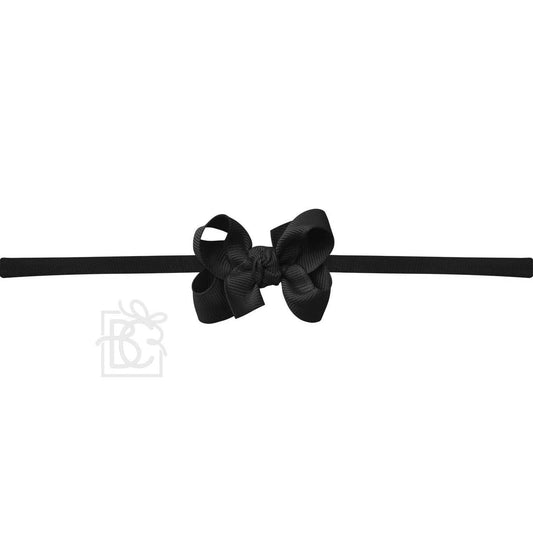 1/4" NYLON PANTYHOSE HEADBAND W/SIGNATURE GROSGRAIN BOW: BLACK / 2" Toddler
