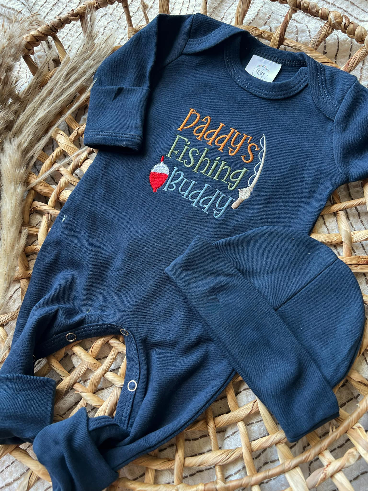 Daddy's Fishing Buddy: Newborn / Romper and Beanie