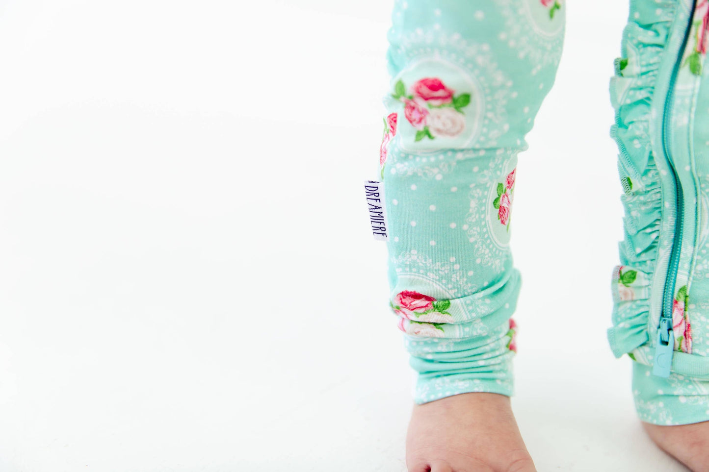 Ring Around The Roses Floral Ruffle Convertible Footie Bamboo Baby Pajamas
