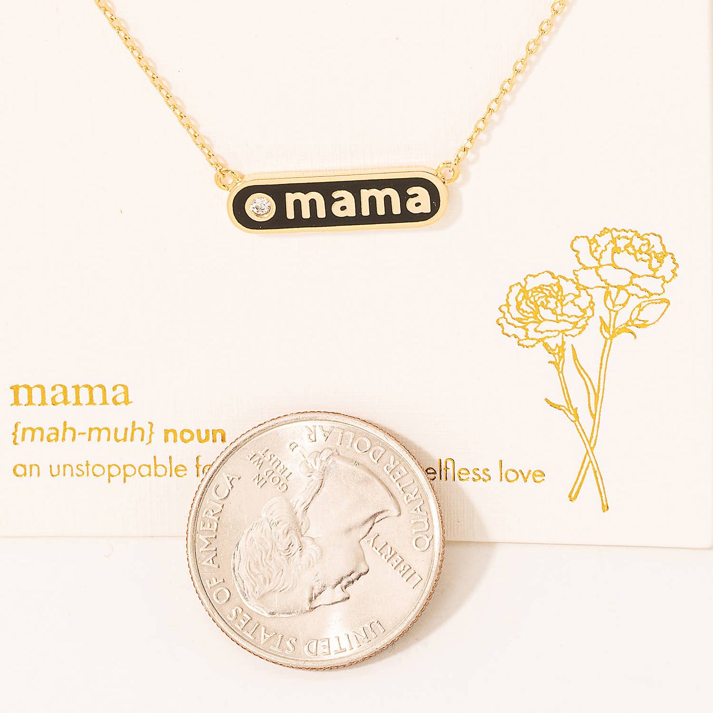 Mama Bar Pendant Necklace- Pink