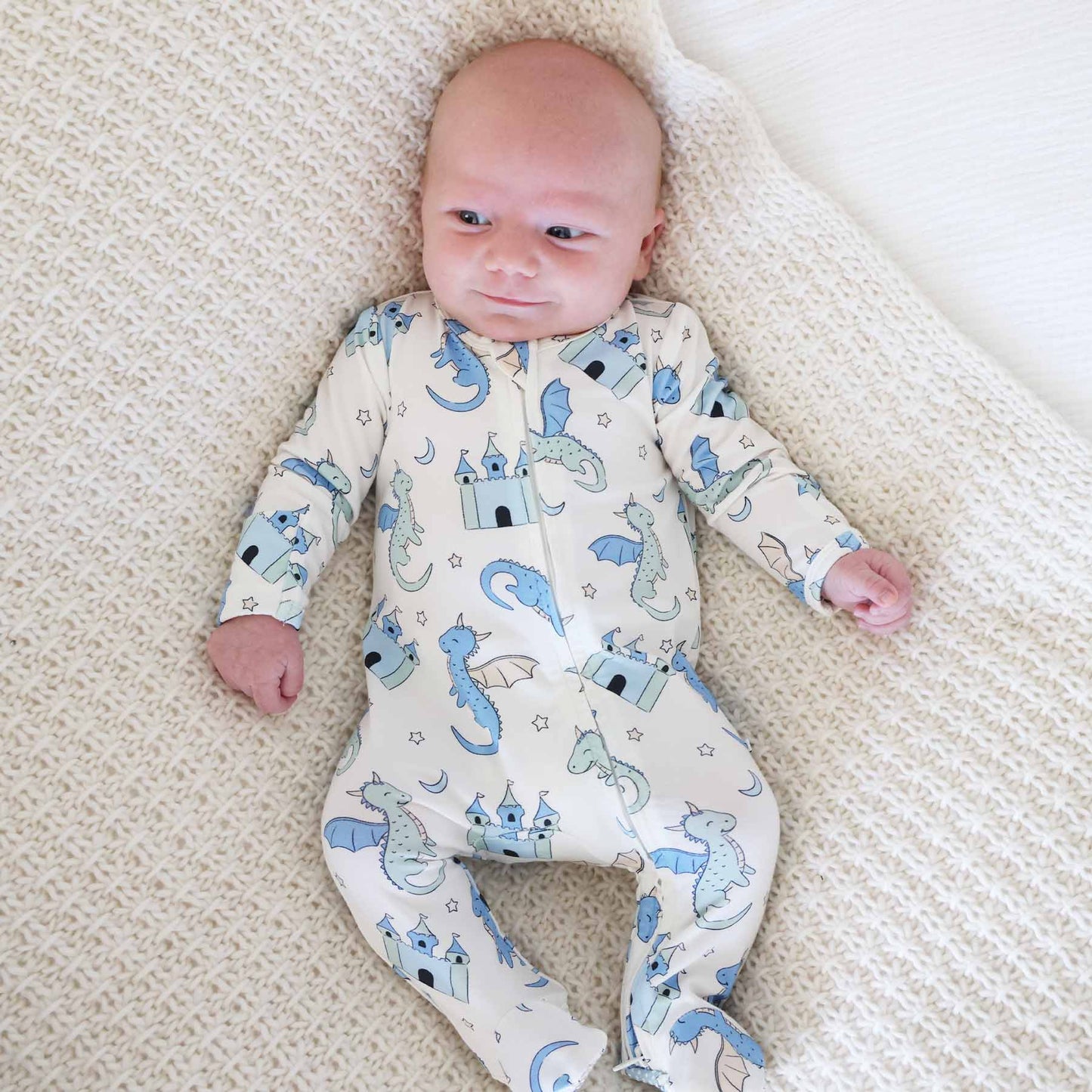 Dragon Adventure Zipper Footie | Blue