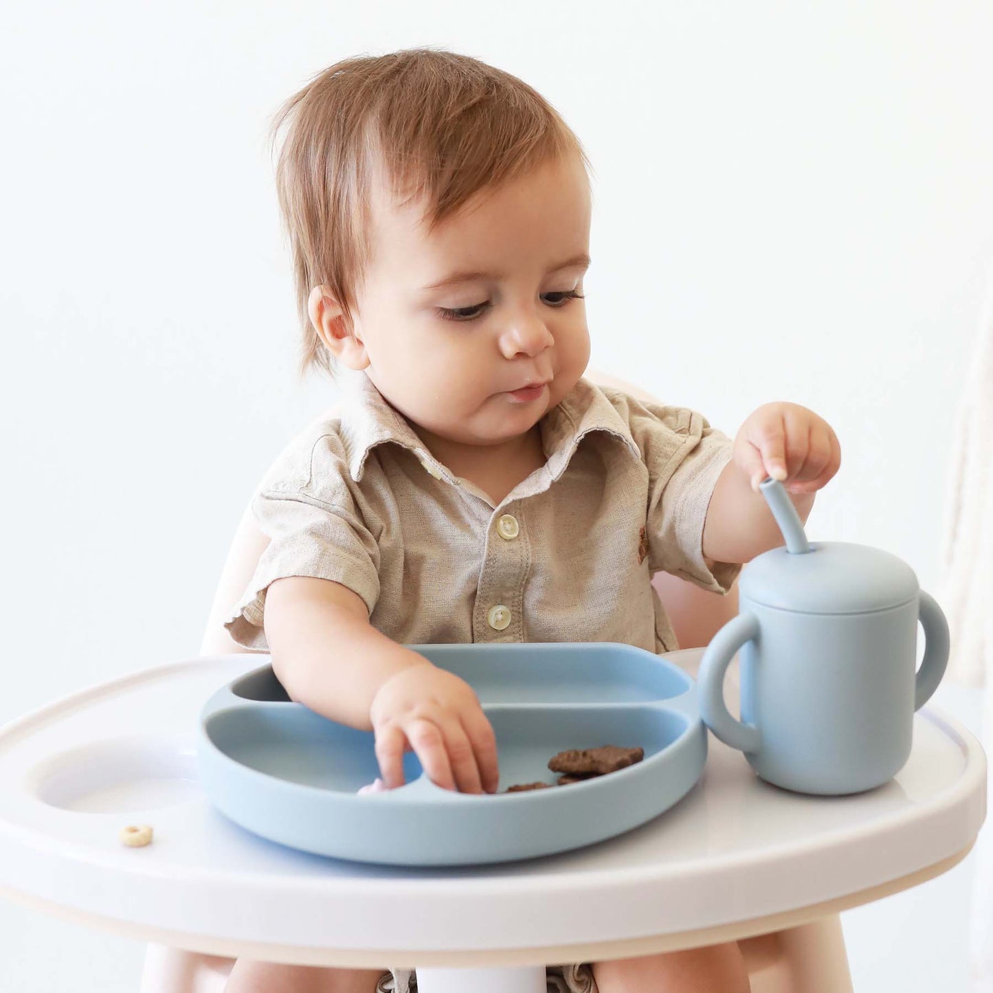 Silicone Suction Plate: Light Dusty Blue