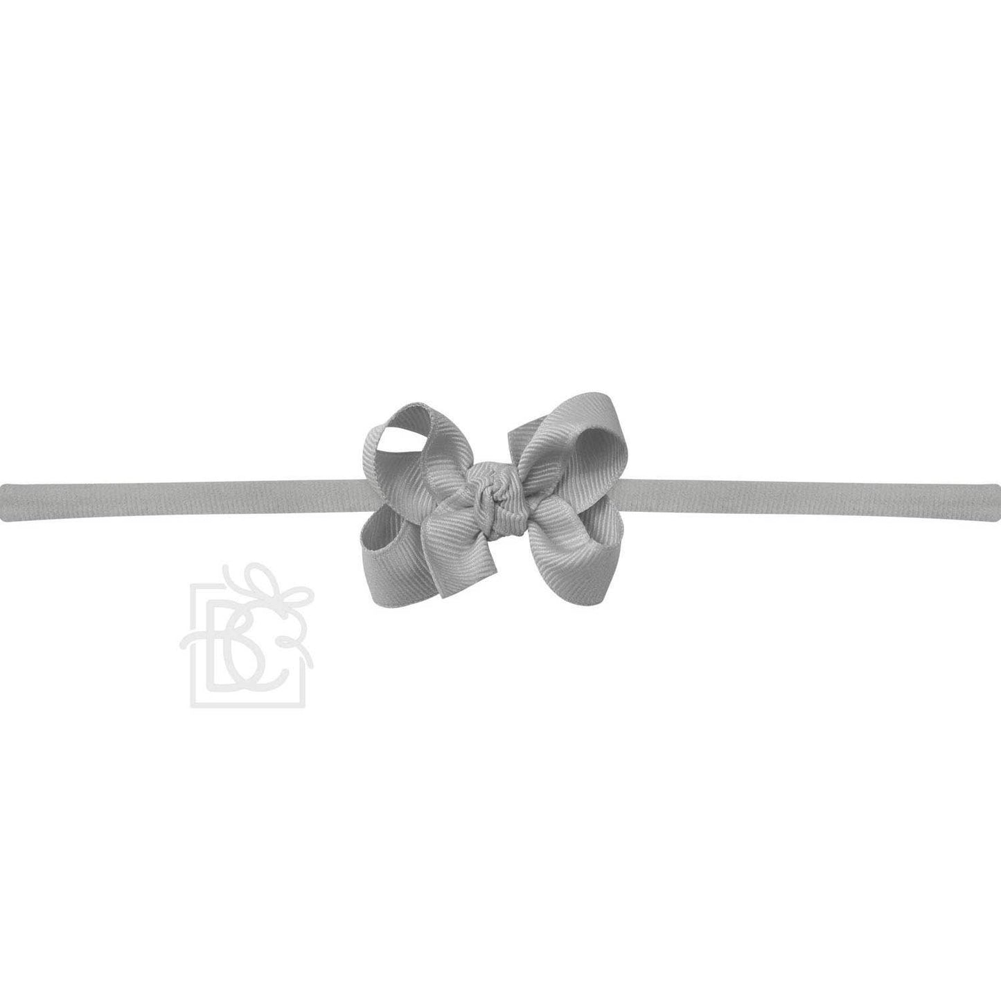 1/4" NYLON PANTYHOSE HEADBAND W/SIGNATURE GROSGRAIN BOW: L. PINK / 3.5" Medium