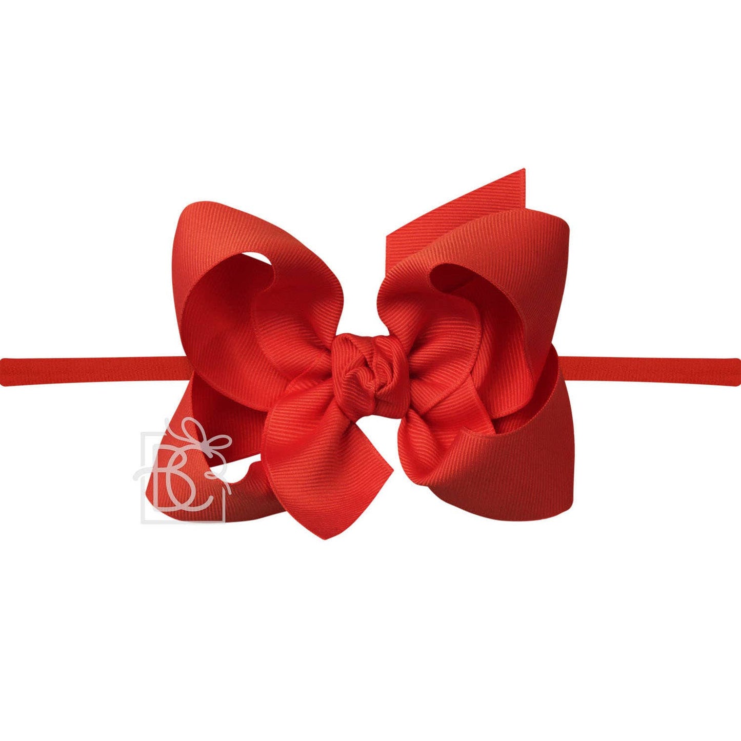 1/4" NYLON PANTYHOSE HEADBAND W/SIGNATURE GROSGRAIN BOW: RED / 4.5" Large