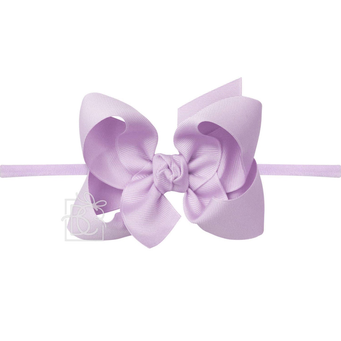 1/4" NYLON PANTYHOSE HEADBAND W/SIGNATURE GROSGRAIN BOW: WHITE / 5.5" Huge
