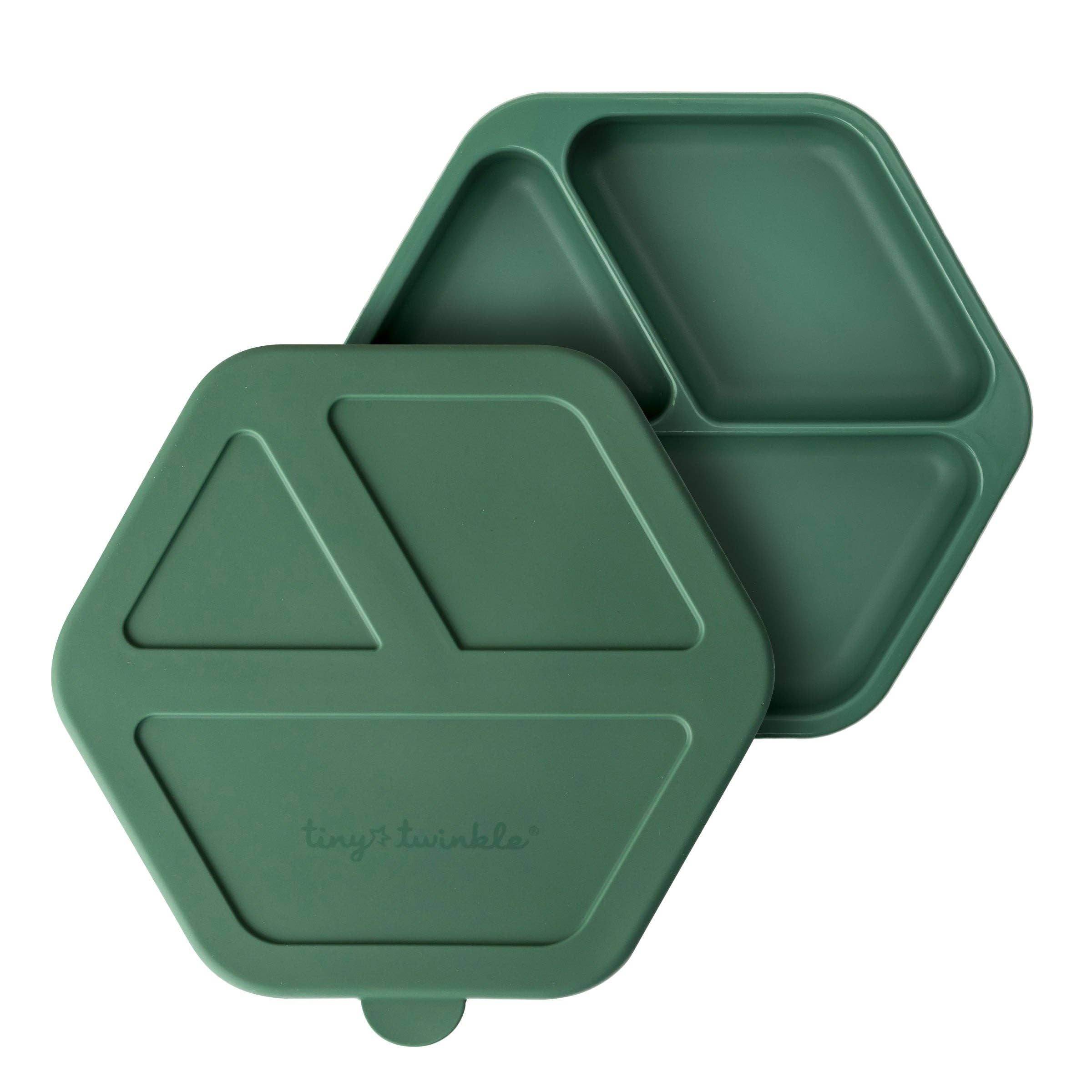 Silicone Suction Plate with Lid Sets: Olive Green