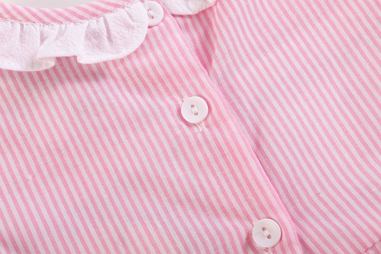 Pink Striped Lil Sister Smocked Romper: 3-6M
