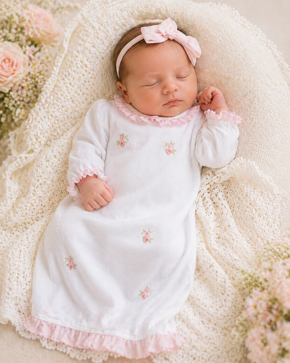 Baby Girl's Flower Bouquets Daygown: NB