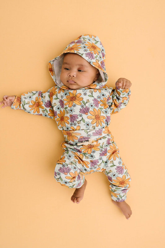 Laura Mae Floral Hoodie Romper Set