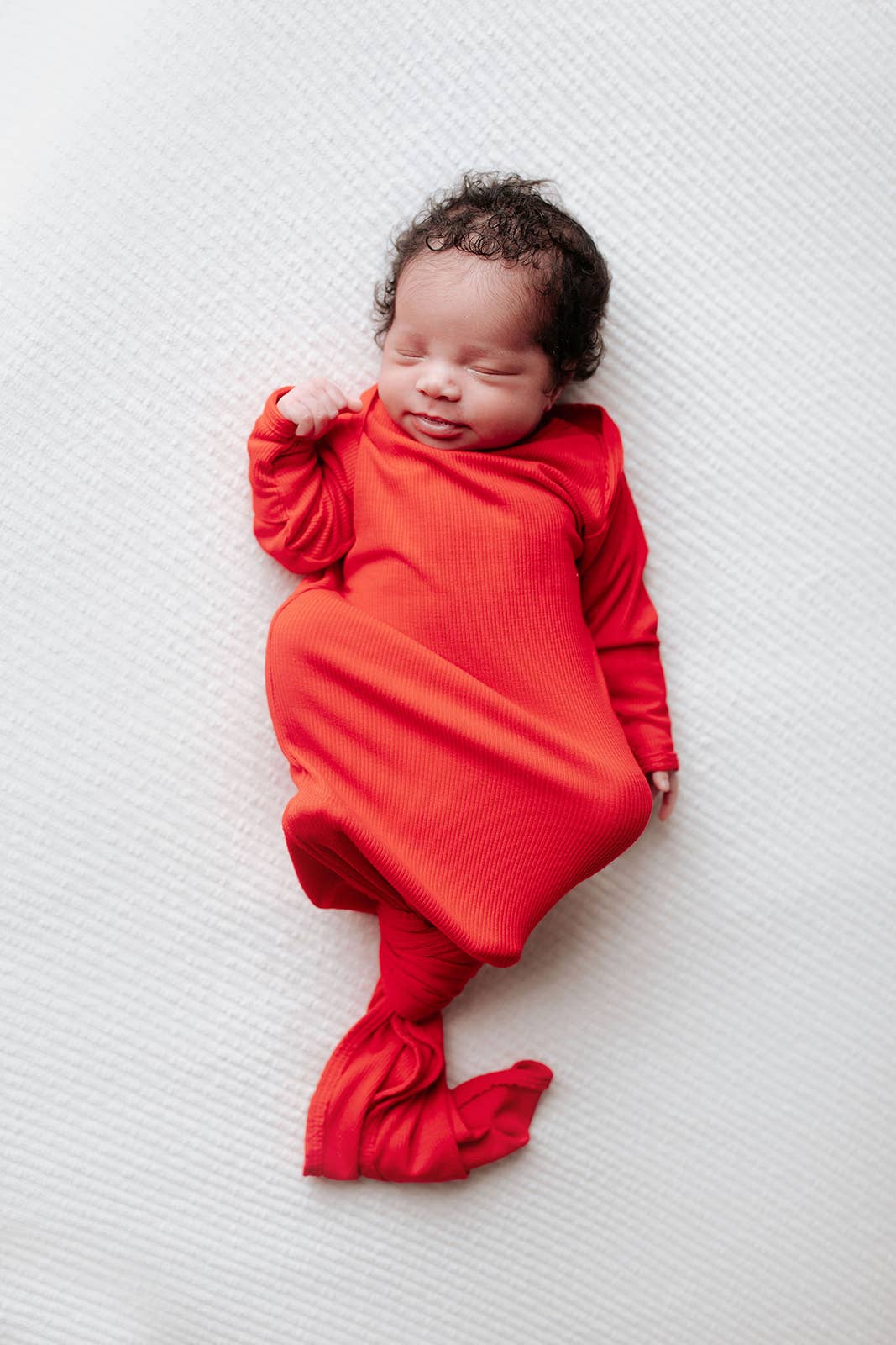 Ribbed Red Knotted Gown