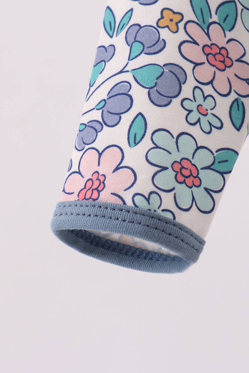 Blue floral blessed embroidery gown: One Size