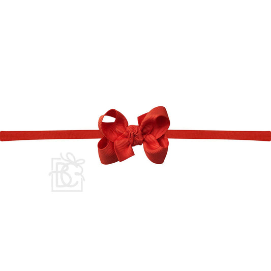 1/4" NYLON PANTYHOSE HEADBAND W/SIGNATURE GROSGRAIN BOW: RED / 2" Toddler